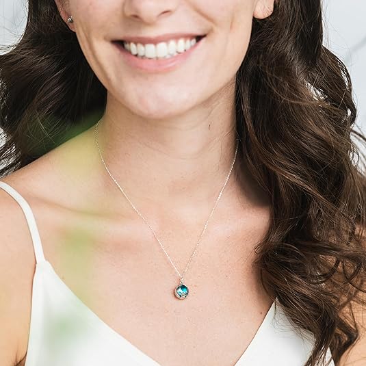 Bottled Up Designs Handmade Vintage Lace Necklace, Recycled Vintage Bottle Glass, Sterling Silver, Eco Friendly, Made in USA, Birthday Gifts, Mothers Day, Women, Anniversary