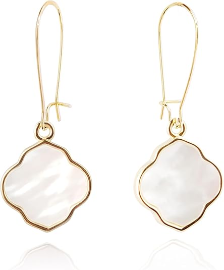 Earrings for Women14K Gold Drops Dangle Pendant Natural Stone Natural shell of Pearl Earrings Handmade Premium Quality Jewelry are the Gift for Mom,Wife and Girlfriend