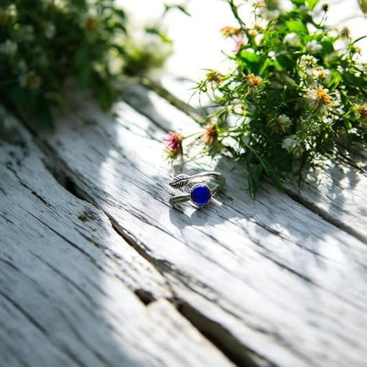 Bottled Up Designs Handmade Vintage Botanical Ring, Recycled Antique Glass Bottles, Sterling Silver, Eco Friendly, Made in USA, Birthday Gifts, Mothers Day, Women, Anniversary