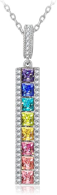 Rainbow of Life Necklace, Handcrafted with Swarovski® Crystals, 925 Sterling Silver Necklace with 17.7+2.8 inch Chain, Comes with Luxurious Gift Box for Christmas, Birthday, Anniversary