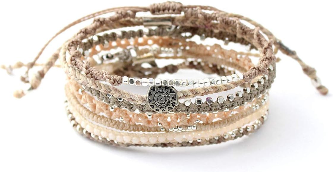 Wakami Boho Earth Charm Bracelets | Braided Beaded Stackable Waterproof Women's Jewelry | Fair Trade Handmade Gifts for Women and Men