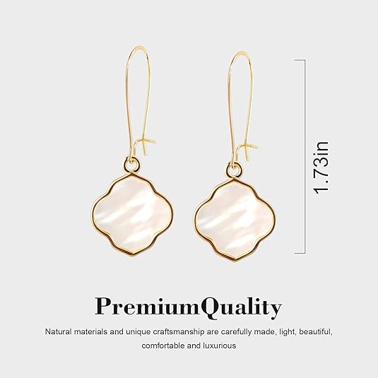 Earrings for Women14K Gold Drops Dangle Pendant Natural Stone Natural shell of Pearl Earrings Handmade Premium Quality Jewelry are the Gift for Mom,Wife and Girlfriend