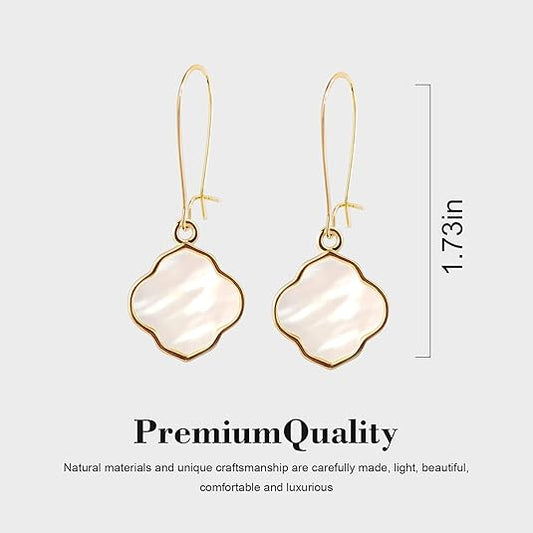 Earrings for Women14K Gold Drops Dangle Pendant Natural Stone Natural shell of Pearl Earrings Handmade Premium Quality Jewelry are the Gift for Mom,Wife and Girlfriend