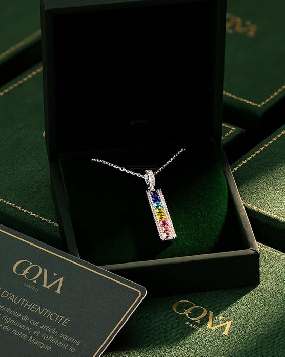 Rainbow of Life Necklace, Handcrafted with Swarovski® Crystals, 925 Sterling Silver Necklace with 17.7+2.8 inch Chain, Comes with Luxurious Gift Box for Christmas, Birthday, Anniversary