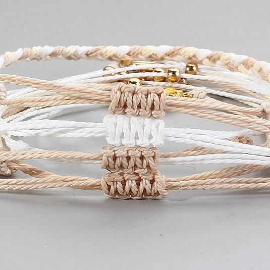 FANCY SHINY Sunflower String Bracelet Boho Braided Rope Wrap Bracelets Cute Summer Beach Surfer Jewelry for Women Christmas Gifts