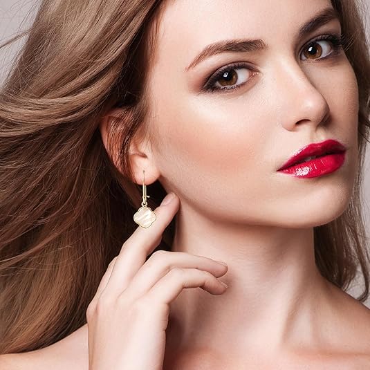 Earrings for Women14K Gold Drops Dangle Pendant Natural Stone Natural shell of Pearl Earrings Handmade Premium Quality Jewelry are the Gift for Mom,Wife and Girlfriend